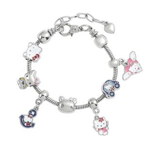 sanrio hello kitty silver bracelet with charms